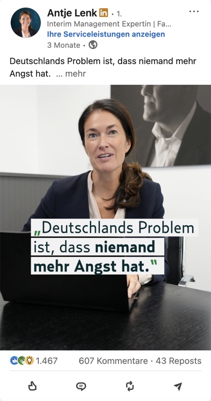 Antje Lenk LinkedIn post