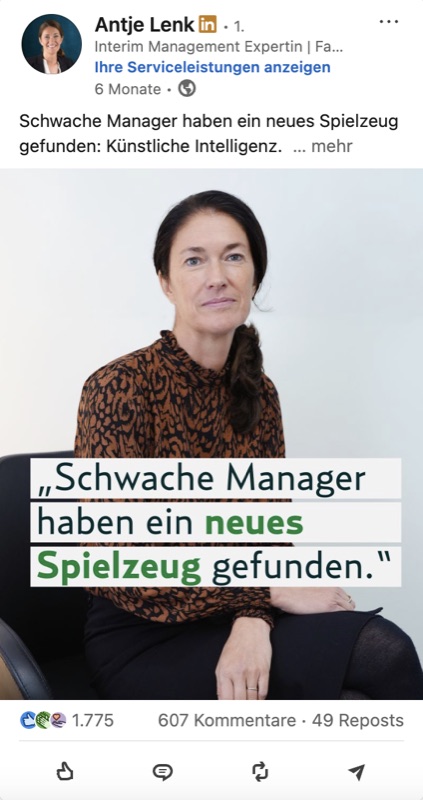 Antje Lenk LinkedIn post